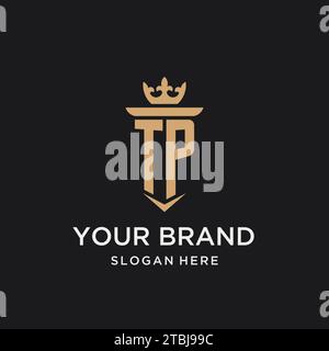 TP monogram with medieval style, luxury and elegant initial logo design ideas Stock Vector