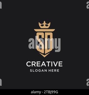 SD monogram with medieval style, luxury and elegant initial logo design ideas Stock Vector