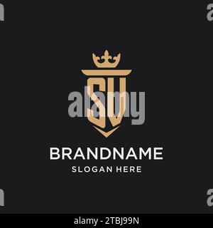 SV monogram with medieval style, luxury and elegant initial logo design ideas Stock Vector