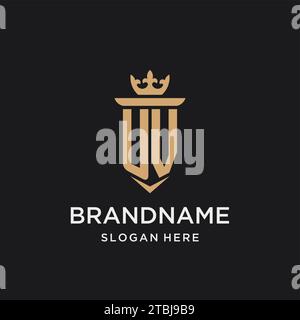 UV monogram with medieval style, luxury and elegant initial logo design ideas Stock Vector