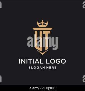 UT monogram with medieval style, luxury and elegant initial logo design ideas Stock Vector