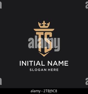 TS monogram with medieval style, luxury and elegant initial logo design ideas Stock Vector