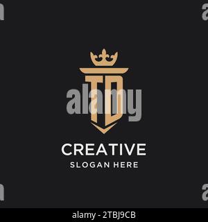 TD monogram with medieval style, luxury and elegant initial logo design ideas Stock Vector