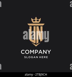 UN monogram with medieval style, luxury and elegant initial logo design ideas Stock Vector