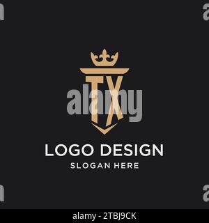 TX monogram with medieval style, luxury and elegant initial logo design ideas Stock Vector