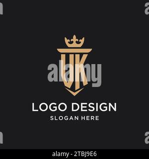 VK monogram with medieval style, luxury and elegant initial logo design ideas Stock Vector