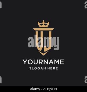 VJ monogram with medieval style, luxury and elegant initial logo design ideas Stock Vector