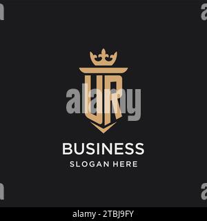 UR monogram with medieval style, luxury and elegant initial logo design ideas Stock Vector