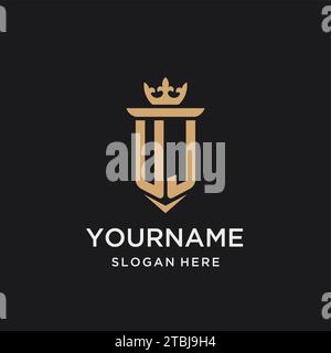 UJ monogram with medieval style, luxury and elegant initial logo design ideas Stock Vector