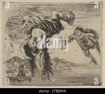 Daedalus and Icarus, from 'Game of Mythology' (Jeu de la Mythologie) 1918 by Stefano della Bella Stock Photo