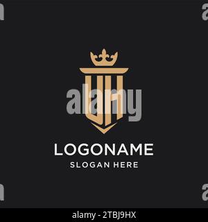 UH monogram with medieval style, luxury and elegant initial logo design ideas Stock Vector