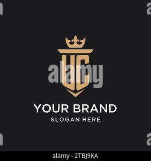 UC monogram with medieval style, luxury and elegant initial logo design ideas Stock Vector