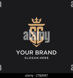 SC monogram with medieval style, luxury and elegant initial logo design ideas Stock Vector