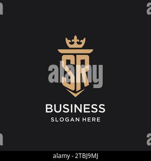 SR monogram with medieval style, luxury and elegant initial logo design ideas Stock Vector