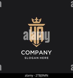 WA monogram with medieval style, luxury and elegant initial logo design ideas Stock Vector