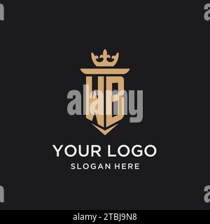 WB monogram with medieval style, luxury and elegant initial logo design ideas Stock Vector