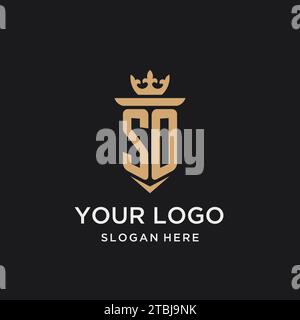 SO monogram with medieval style, luxury and elegant initial logo design ideas Stock Vector