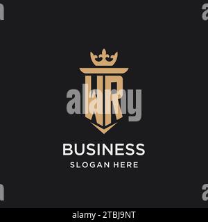WR monogram with medieval style, luxury and elegant initial logo design ideas Stock Vector