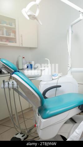 Empty clean dental seat chair in private clinic Stock Photo