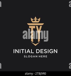 TY monogram with medieval style, luxury and elegant initial logo design ideas Stock Vector