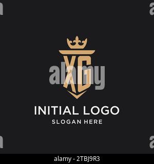 XG monogram with medieval style, luxury and elegant initial logo design ideas Stock Vector