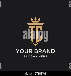 TC monogram with medieval style, luxury and elegant initial logo design ideas Stock Vector