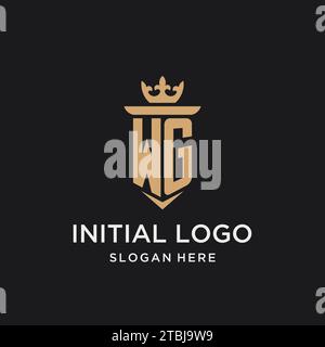 WG monogram with medieval style, luxury and elegant initial logo design ideas Stock Vector