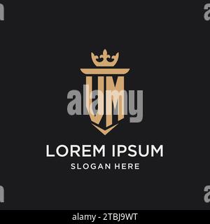 VM monogram with medieval style, luxury and elegant initial logo design ideas Stock Vector