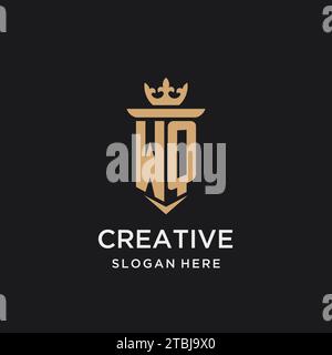 WQ monogram with medieval style, luxury and elegant initial logo design ideas Stock Vector