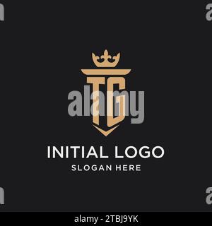 TG monogram with medieval style, luxury and elegant initial logo design ideas Stock Vector