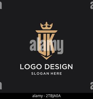 UK monogram with medieval style, luxury and elegant initial logo design ideas Stock Vector