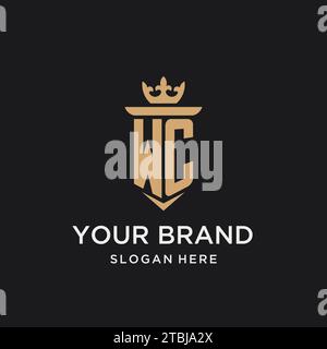 WC monogram with medieval style, luxury and elegant initial logo design ideas Stock Vector