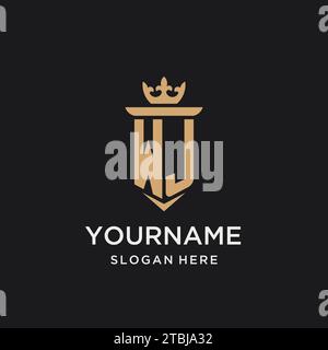 WJ monogram with medieval style, luxury and elegant initial logo design ideas Stock Vector