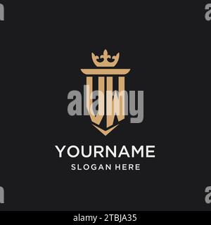 VW monogram with medieval style, luxury and elegant initial logo design ideas Stock Vector