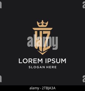 WZ monogram with medieval style, luxury and elegant initial logo design ideas Stock Vector