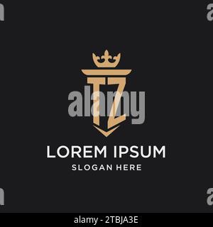 TZ monogram with medieval style, luxury and elegant initial logo design ideas Stock Vector