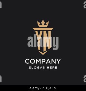 YN monogram with medieval style, luxury and elegant initial logo design ideas Stock Vector