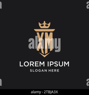 XM monogram with medieval style, luxury and elegant initial logo design ideas Stock Vector