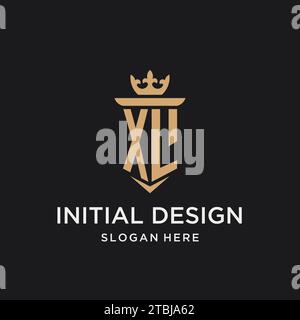 XL monogram with medieval style, luxury and elegant initial logo design ideas Stock Vector