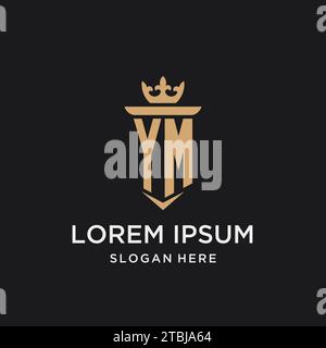 YM monogram with medieval style, luxury and elegant initial logo design ideas Stock Vector