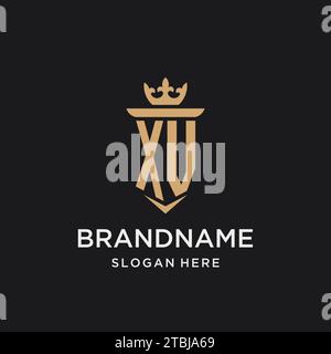 XV monogram with medieval style, luxury and elegant initial logo design ideas Stock Vector