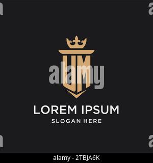 UM monogram with medieval style, luxury and elegant initial logo design ideas Stock Vector