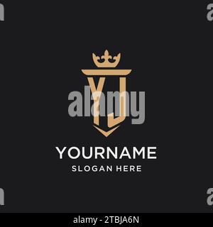 YJ monogram with medieval style, luxury and elegant initial logo design ideas Stock Vector