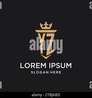 YZ monogram with medieval style, luxury and elegant initial logo design ideas Stock Vector