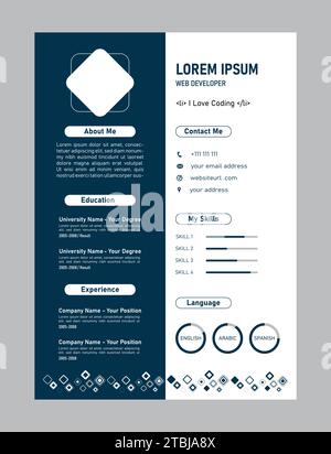 Creative cv template with paper stripes Royalty Free Vector