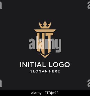 WT monogram with medieval style, luxury and elegant initial logo design ideas Stock Vector