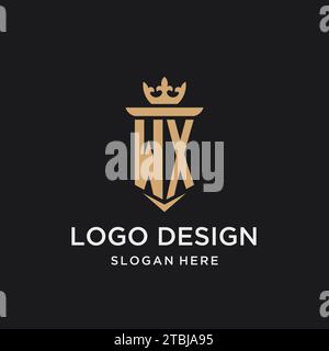WX monogram with medieval style, luxury and elegant initial logo design ideas Stock Vector