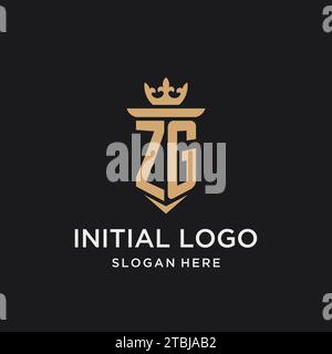 ZG monogram with medieval style, luxury and elegant initial logo design ideas Stock Vector