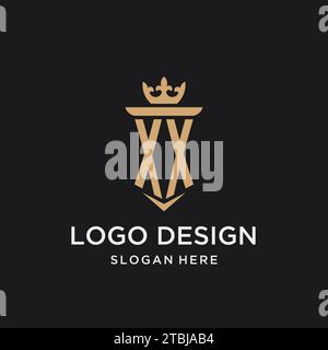 XX monogram with medieval style, luxury and elegant initial logo design ideas Stock Vector