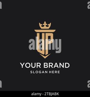 UP monogram with medieval style, luxury and elegant initial logo design ideas Stock Vector